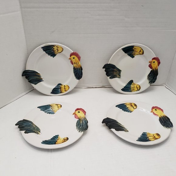 4 Italy Salad Dessert Plate Chicken Rooster Shape - Picture 2 of 8